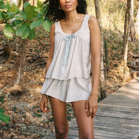 Christy Dawn Other - New Christy Dawn Leni PJ Tank Top and Shorts Set 100% Cotton Bleu Phlox Size M